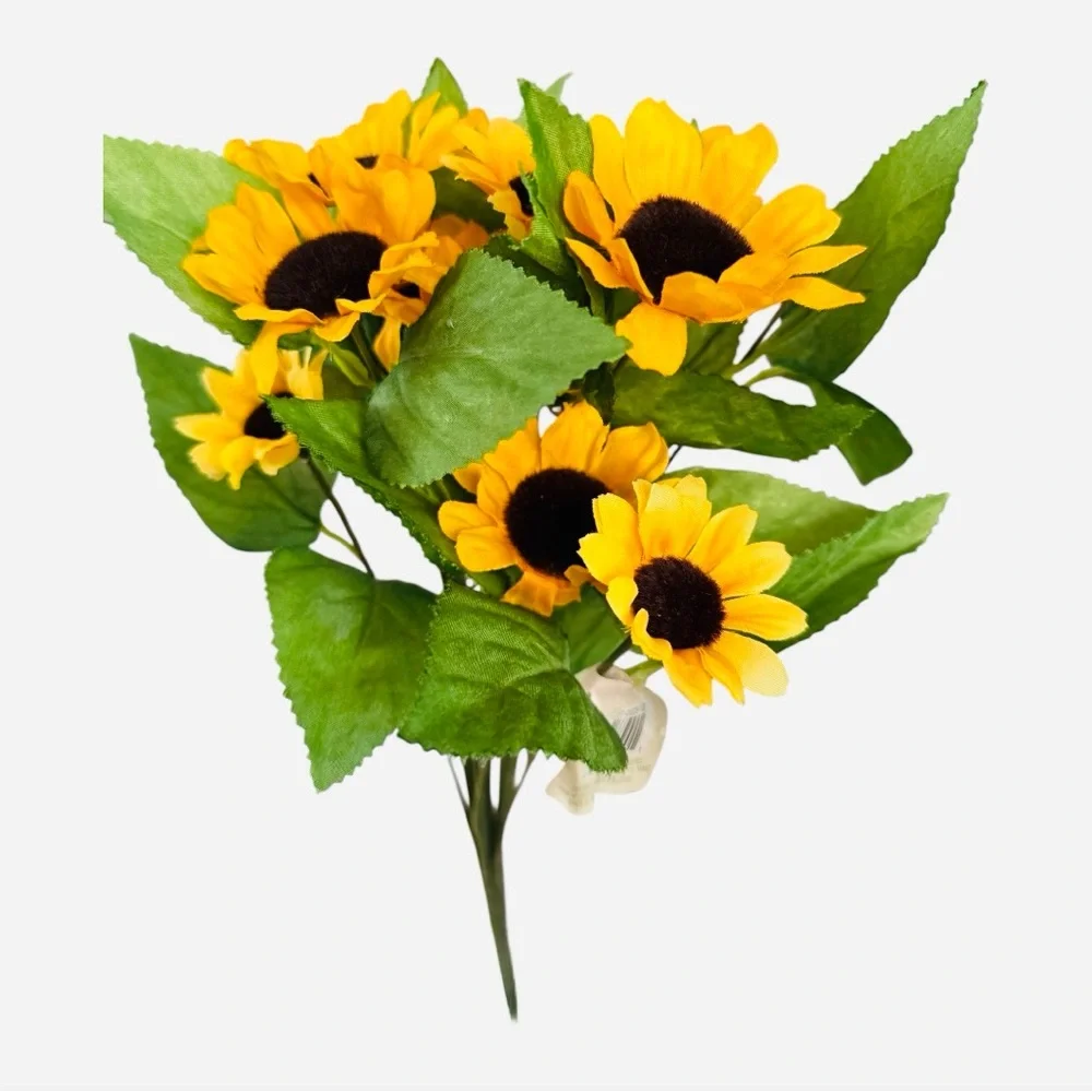 Ashland Sunflower Bouquet with Green Leaves Artificial Flowers 12”